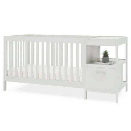 Delta Children Alice 5-in-1 Convertible Crib and Changer - Greenguard Gold Certified, Moonstruck Grey