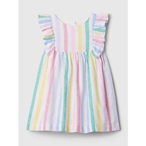 babyGap Linen-Cotton Stripe Dress in multi stripe, size: 3-6 M