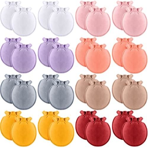16 Pairs Newborn Baby Cotton Mittens No Scratch Gloves Unisex Newborn Mittens for baby Boys Girls 0-6 Months