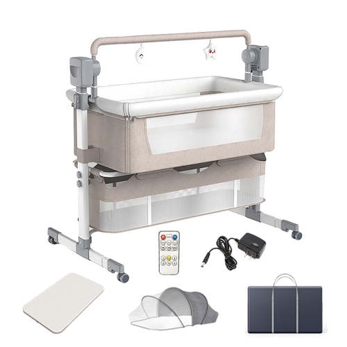 Portable Newborn Crib with Bluetooth Music, Adjustable Height, Electric Rocking, Foldable Design