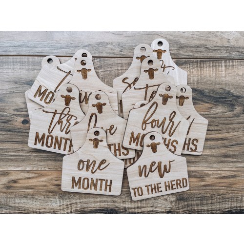 Cow Tag Baby Milestone Markers, Cow Tag Milestone Signs, Western Milestone Marker, Cow Tag Milestones, Baby Shower Gift, Cattle Tag Sign