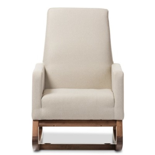 Yashiya Mid - Century Retro Modern Fabric Upholstered Rocking Chair - Baxton Studio, Color: Light Beige