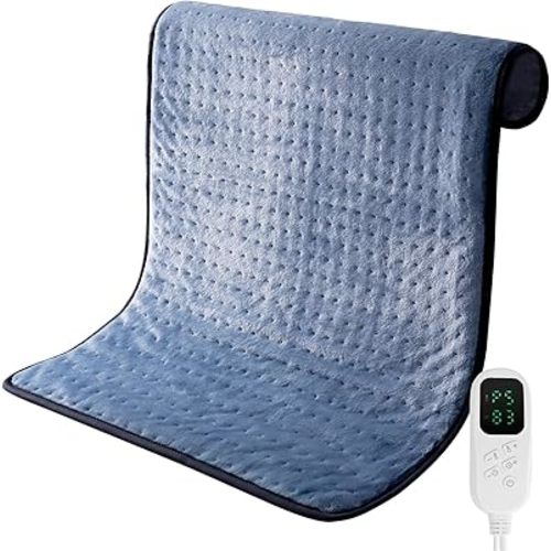 Heating Pad for Back Pain and Cramps Relief, 24"×32" Electric Heat Pad for Back, Neck, Shoulder Pain, Fast Heating 6 Temperature Level, 4 Timer Modes, Moist Dry Heat Options, Auto Shut Off