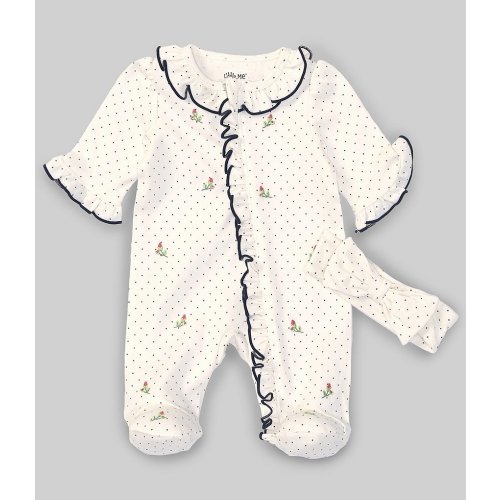 Little Me Baby Girls Preemie-9 Months Long-Sleeve Rosebud Print Footie Coverall & Bow Headband Set