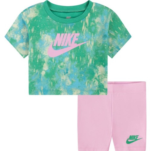Baby Boxy Graphic T-Shirt & Bike Shorts Set, 18M, Pink Rise