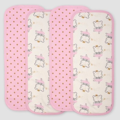 Gerber Baby Girls' 4pk Princess Burpcloths - Pink/Ivory