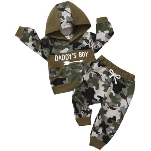 Infant Toddler Baby Boy Clothes Camo Long Sleeve Graphic Hoodie Sweatshirt Pant Set Cute Fall Winter Newborn Outfits