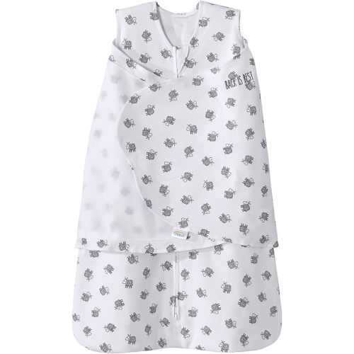 HALO 100% Cotton Sleepsack Swaddle, 3-Way Adjustable Wearable Blanket, TOG 1.5, Lamb Scribble White, Small, 3-6 Months