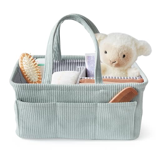 Itsy Bitsy Tot Diaper Caddy, Diaper Organizer or Storage, Nursery Storage and Car Organizer, A Baby Gift Registry, Baby Shower Must Haves Essential for Baby in Corduroy Material - MINT COLOR