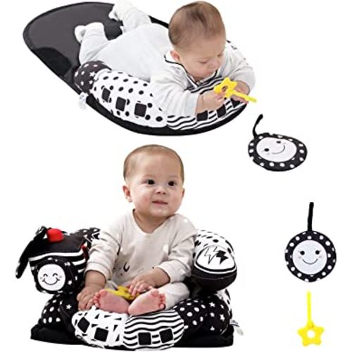 Lovvie & Joy 2-in-1 Tummy Time Mat & Seated Support Pillow,Baby Tummy Time Pillow Support for Newborns and Older Babies,with Detachable Support Pillow and Toys