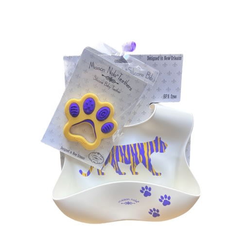 Tiger Baby Gift Bundle | Silicone Bucket Bib and Teether - ZukaBaby