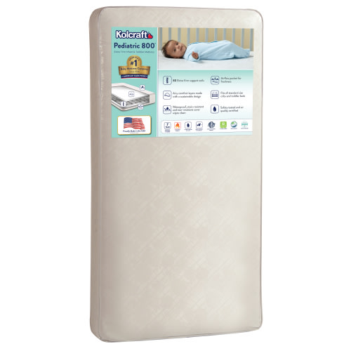 Kolcraft Pediatric 800 Extra Firm Ultra Deluxe, 80 Coil Crib and Toddler Mattress, White