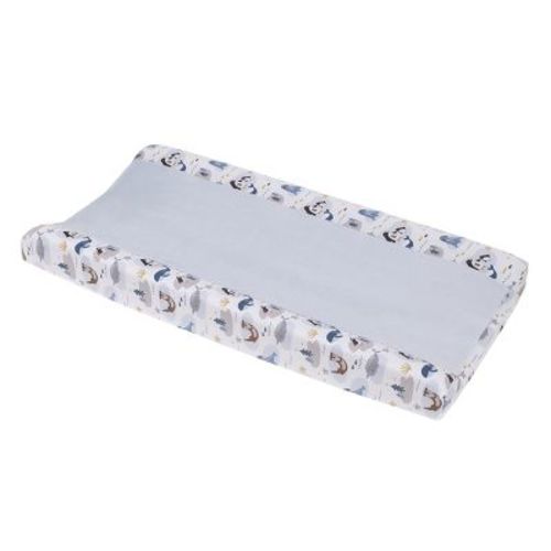 Nojo Arctic Adventure Light Blue, White, Navy And Taupe Whales, Penguins, Walrus And Otters Super Soft Contoured Changing Pad Cover