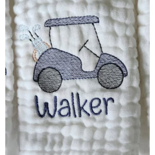 Porter Golf Cart Monogrammed Burp Cloth
