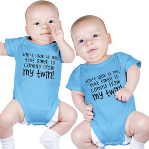 Twin Boys Bodysuits, Includes 2 Bodysuits, 6-12 Month Smell Coming from.