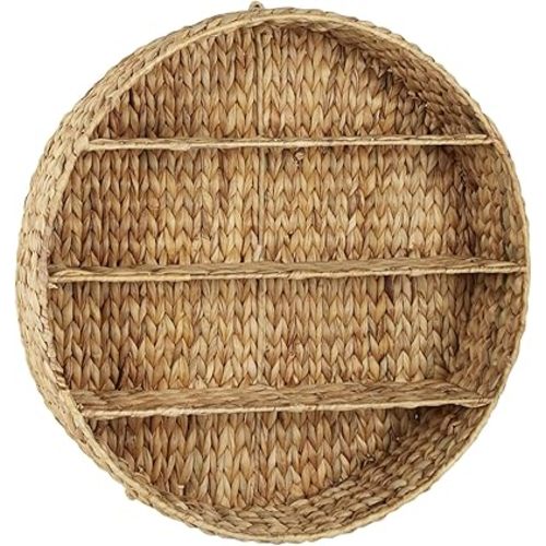 Deco 79 Dried Plant Round 3 Shelf Wall Shelf, 24" x 24" x 24", Brown