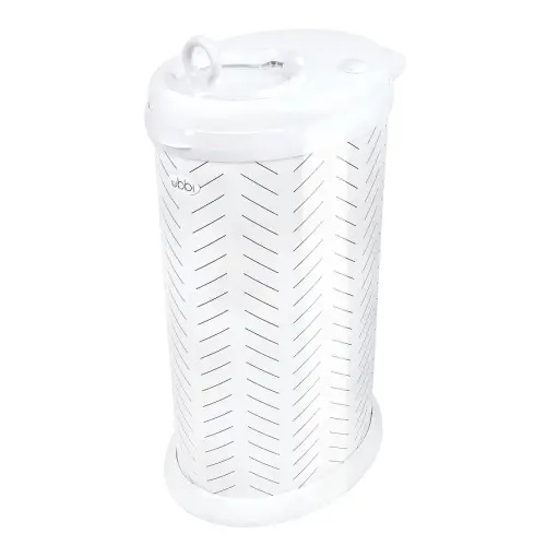 Ubbi Stainless Steel Diaper Pail, Odor Locking, No Special Bag Required, Award-Winning, Registry Must-Have, Herringbone
