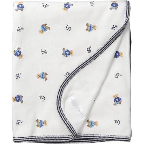 Polo Ralph Lauren Kids Printed Interlock Bearl Blanket White Multi/French Navy One Size