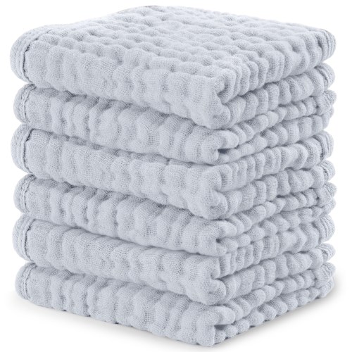 Muslin Washcloths in Slate