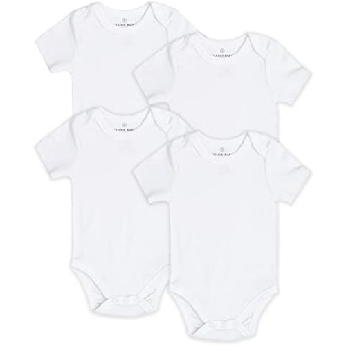Baby Classic Bodysuit Set, 100% Cotton Boy Girl Unisex Onesie, 4 Pack
