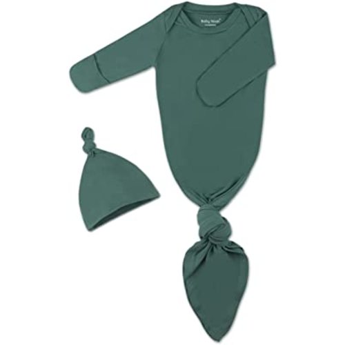 Baby Knotted Gown, Super Soft Newborn Infant Long Sleeve Sleeper for Baby Girl and Boy Sleepwear with Hat Set