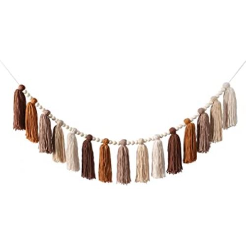 DrCor Boho Yarn Tassel Garland Terracotta Rainbow Bunting Banner Wall Hanging Nursery Decor for Classroom Back to School Party Kids Bedroom Dorm Office Birthday Baby Shower Decor