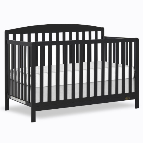 Dream On Me Odelle 5 in 1 Convertible Wood Baby Bed Furniture, Matt Black