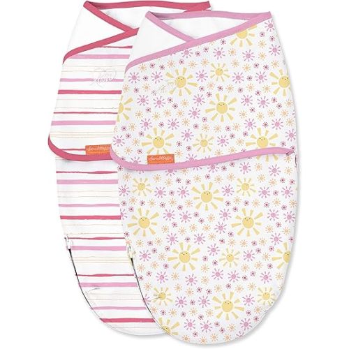 SwaddleMe Luxe Whisper Quiet Swaddle – Size Small/Medium, 0-3 Months, 2-Pack (You Are My Sunshine) Extra-Soft Newborn Swaddle Wrap With Silent Fabric Closure and Bottom Zipper for Diaper Changes