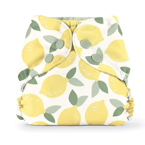 Esembly Cloth Diaper Cover - Reusable Swim Diaper, Waterproof, Breathable - Adjustable Outer Layer Over Absorbent Inner for Blowout Protection - Lemons, Size 2 (18-35lbs)