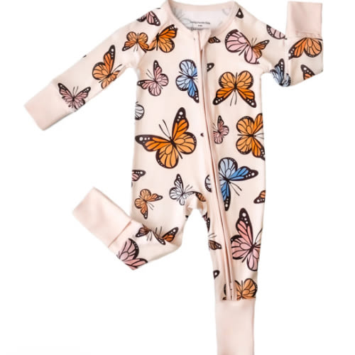 Bamboo Zip Romper | Butterflies