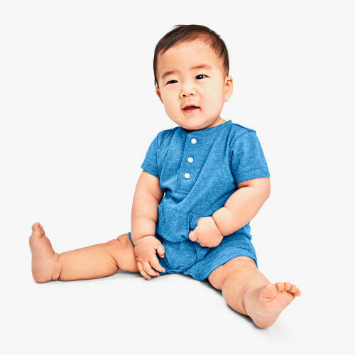 Baby heathered henley shortie | 0-3 Months