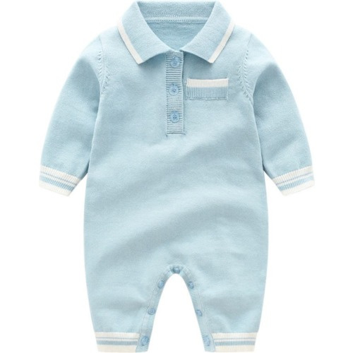 Baby Winston Knit Cotton Romper, 9-12M, Blue
