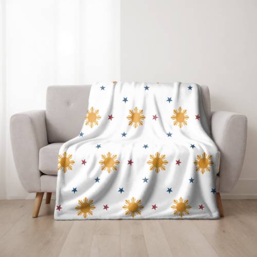 Philippine Sun Blanket, Cozy Warm Velveteen Plush Throw, Housewarming Gift for Filipino Filipina Lolo Lola, Pinoy Pride Throw Blanket