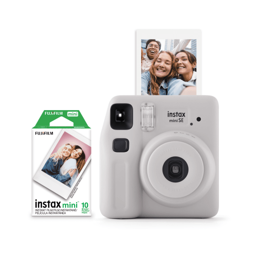 Fujifilm instax Mini SE Instant Camera with Bonus 10 pack Mini Film, Gray (Value Pack)