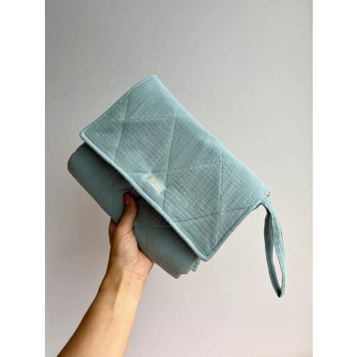 Sage Portable Changing Pad, Organic muslin, Travel changing mat, Waterproof and Portable Baby Nappy Change Mat, Changing Pad