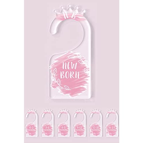 OneDream Baby Closet dividers Hanger separators - Set of 7 Baby Clothes dividers for Closet from Newborn to 24 Months, Acrylic Infant Clothes Divider (Pink)