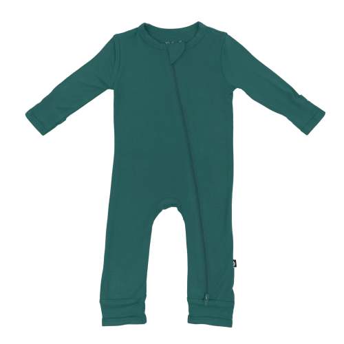 Zippered Romper in Emerald | Romper Pajamas | Kyte Baby