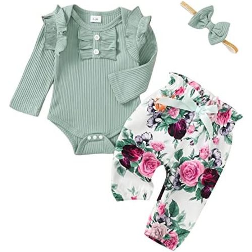 Infant Baby Girl Clothes Newborn Girl Outfit Long Sleeve Romper Pants Set Cute Baby Clothes for Girls Fall/Winter