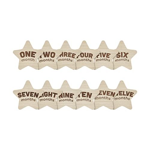 Kate & Milo Wooden Milestone Props, Baby Monthly Photo Discs, Newborn Keepsake Photos, New and Expecting Parents Gift, Gender Neutral Monthly Milestone Markers, Stars