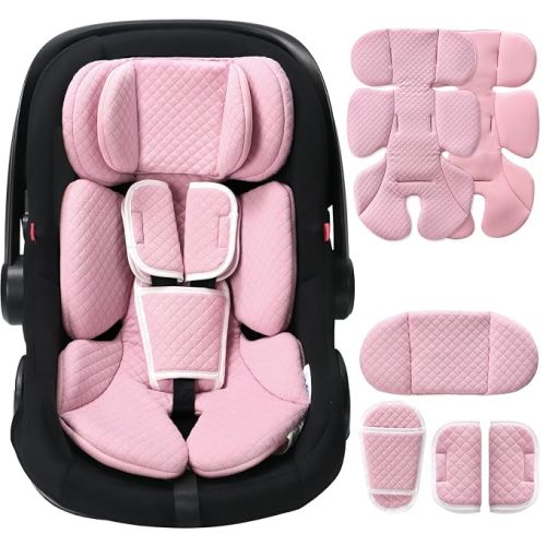 Infant Car Seat Insert with Adjustable Head Support, Pink