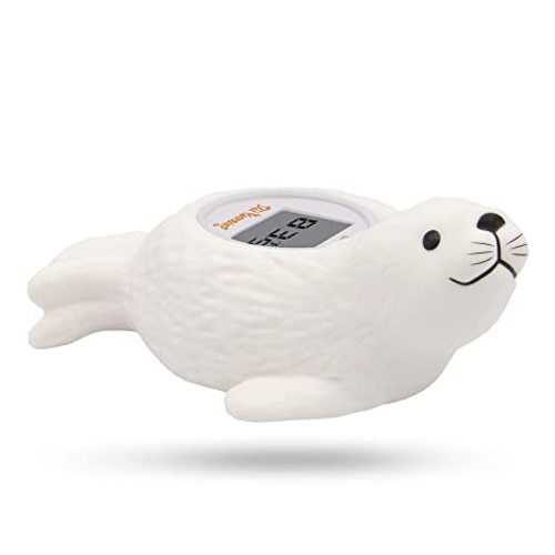Doli Yearning Upgrade Baby Bath Thermometer Room Temperature| Water Thermometer|Kids' Bathroom Safety Products| Baby Bath(Seal Shape)℃/℉, LCD - White