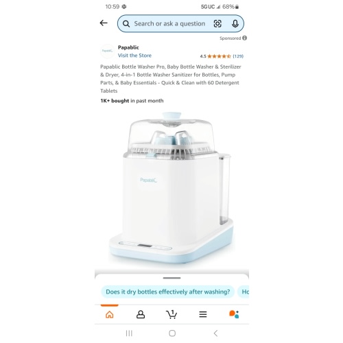 Baby Bottle Washer Sterilizer and Dryer All in One Bottle Cleaner