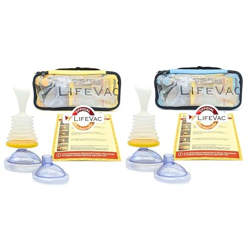 LifeVac Yellow & Blue Travel Kit Combo - Portable Suction Rescue Device, First Aid Kit for Kids and Adults, Portable Airway Suction Device for Children and Adults