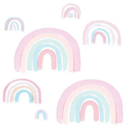 Lambs & Ivy Watercolor Pastel Rainbow Nursery/kids Wall Decals - Pink/mint