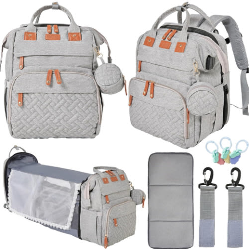 Orian Diaper Bag Backpack, Diaper Bag with Baby Changing Station, Large Travel Diaper Bag, Mosquito Net, USB Charging Port, Waterproof Unisex Baby Bag - 3 bonus gifts