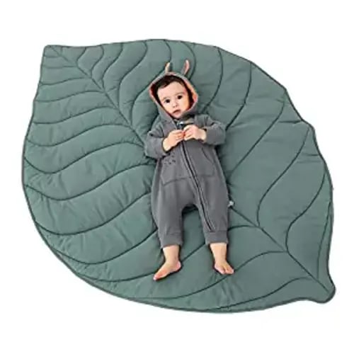 Letalong Cotton Leaf Nursery Rug, Machine Washable Baby Play Mat for Nursery Decor, Play Mat for Baby, Special Baby Floor Mat for Baby Gifts, Crawling Baby Mat for Tummy Time Infants