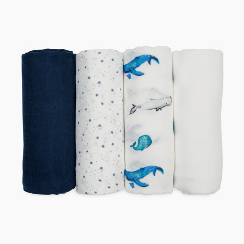 Lulujo Bamboo Muslin Swaddles (4 Pack) - Blue