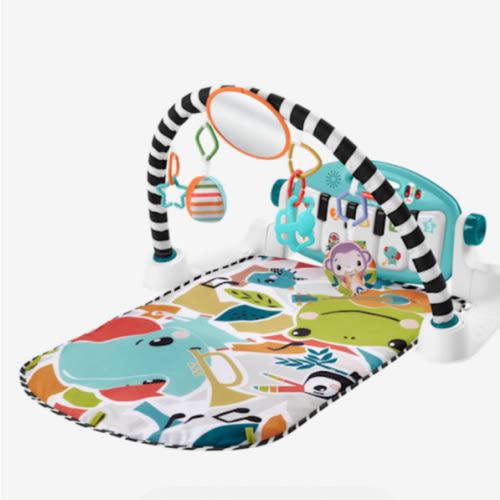 Fisher-Price Baby Playmat Glow and Grow Kick & Play Piano Gym, Blue Musical Learning Toy with Developmental Activities for Newborns 0+ Months