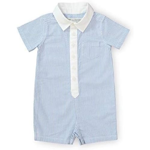 Hope & Henry Layette Organic Cotton Woven Button Front Romper