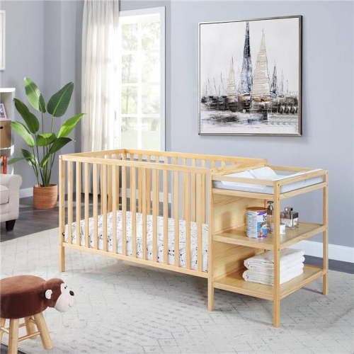 Suite Bebe Palmer 3-in-1 Convertible Crib & Changer Combo in Natural